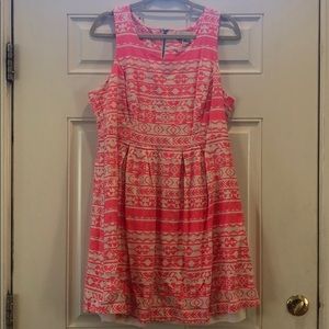 WORN ONCE! Pink and white pleated dress